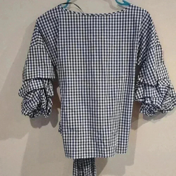 NWT Women's Forever 21 navy/white checked top size small - Picture 4 of 5